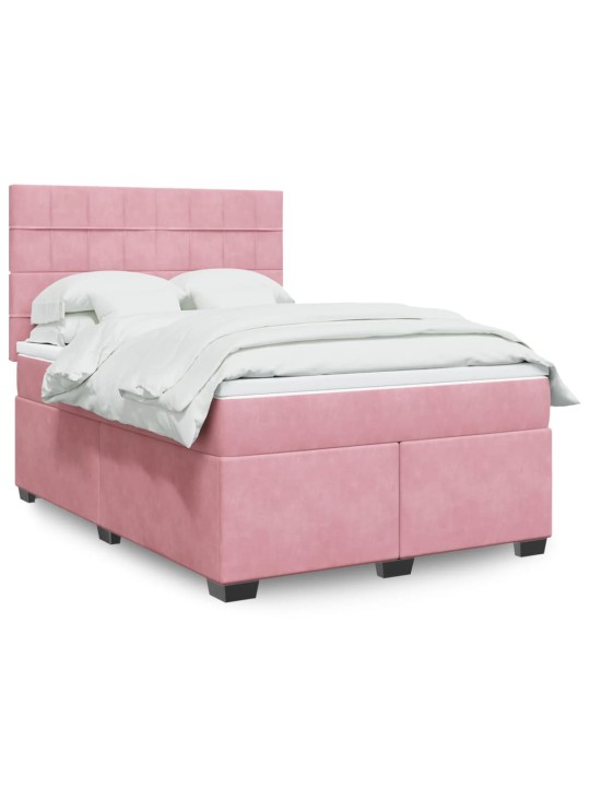 Box spring postel s matrací růžová 140x200 cm samet