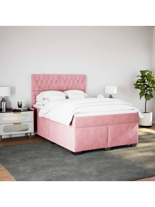 Box spring postel s matrací růžová 140x200 cm samet