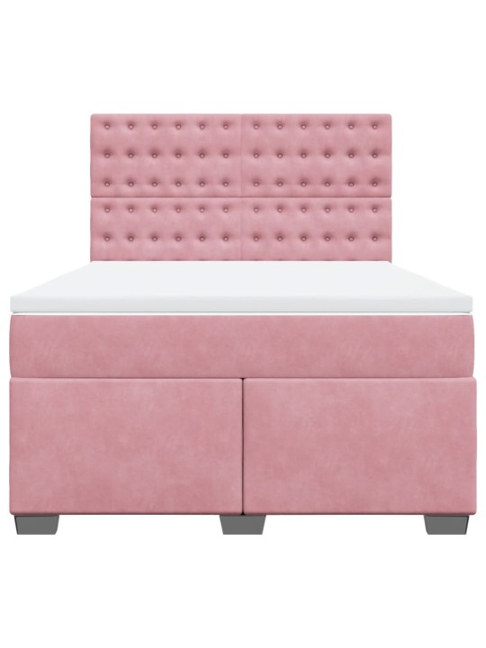 Box spring postel s matrací růžová 140x200 cm samet