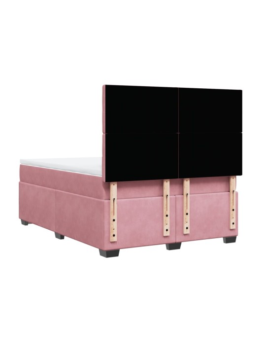 Box spring postel s matrací růžová 140x200 cm samet