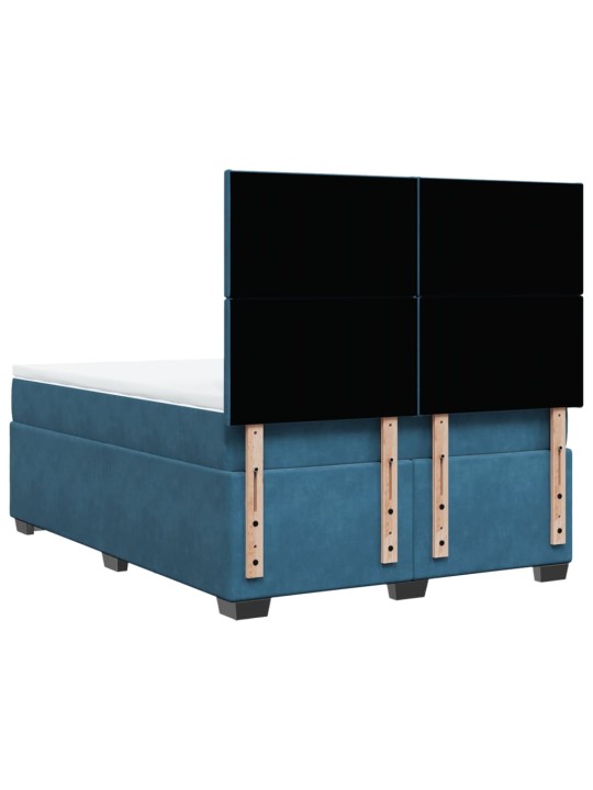 Box spring postel s matrací modrá 160 x 200 cm samet