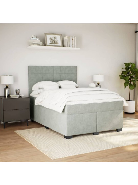 Box spring postel s matrací světle šedá 160x200 cm samet