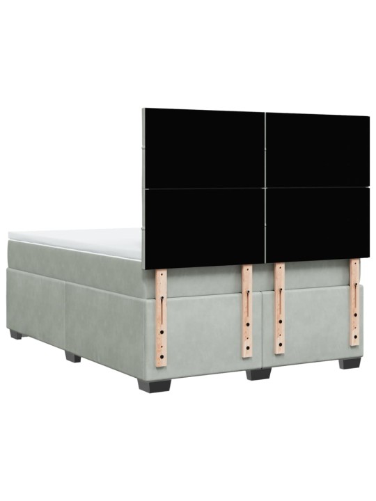Box spring postel s matrací světle šedá 160x200 cm samet