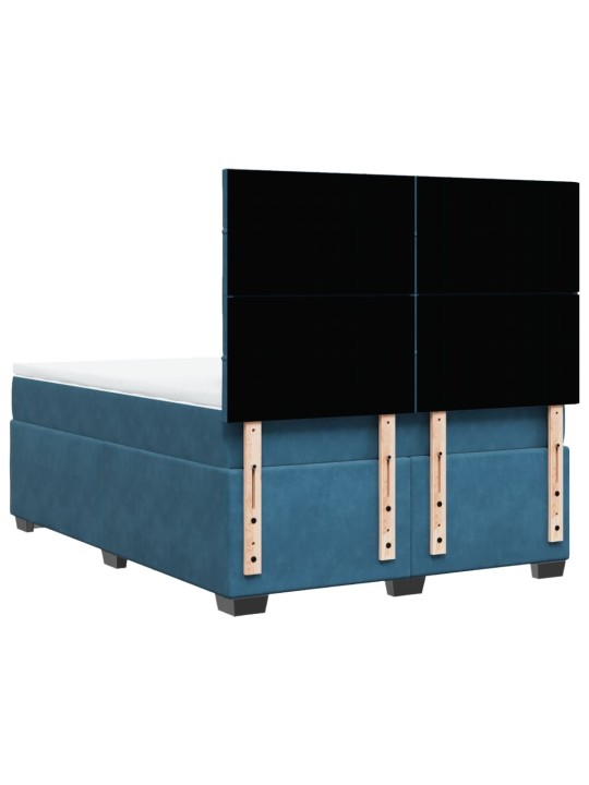 Box spring postel s matrací modrá 160 x 200 cm samet