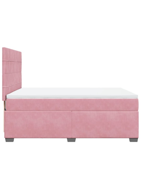 Box spring postel s matrací růžová 160x200 cm samet