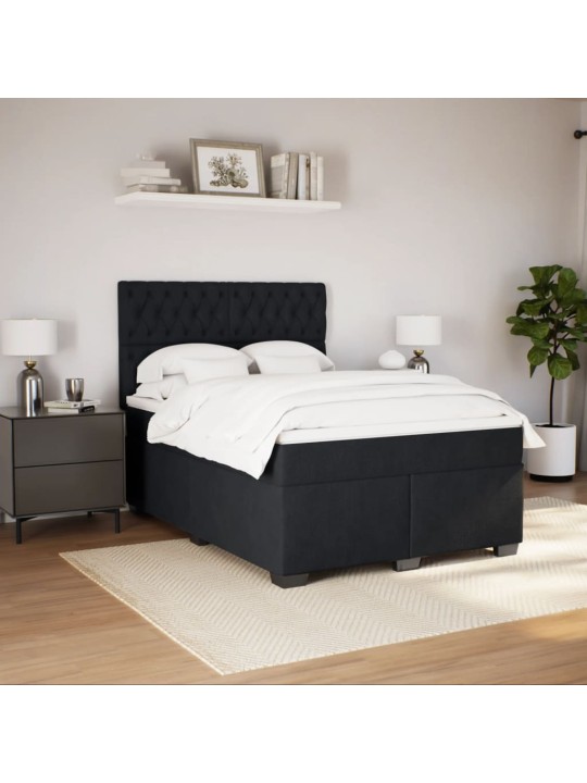 Box spring postel s matrací černá 160x200 cm samet