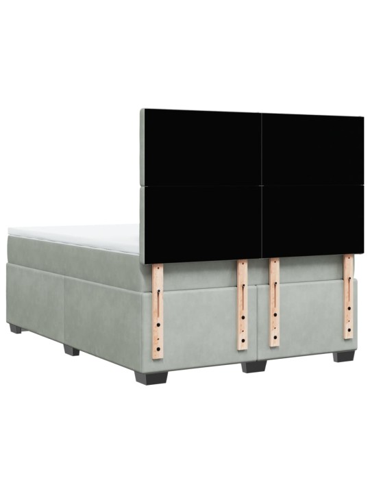 Box spring postel s matrací světle šedá 160x200 cm samet