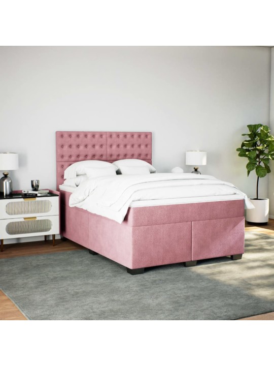 Box spring postel s matrací růžová 160x200 cm samet