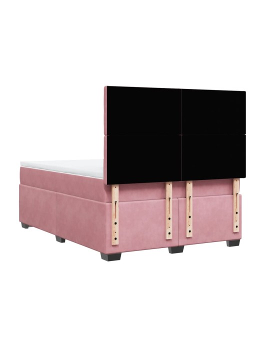 Box spring postel s matrací růžová 160x200 cm samet