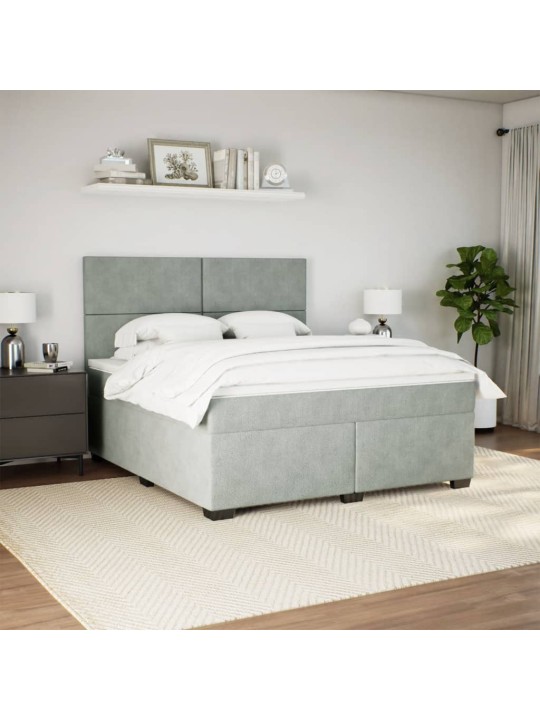 Box spring postel s matrací světle šedá 180x200 cm samet