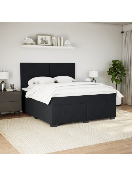 Box spring postel s matrací černá 180x200 cm samet