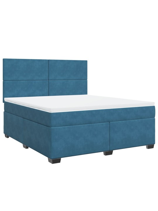 Box spring postel s matrací modrá 180 x 200 cm samet