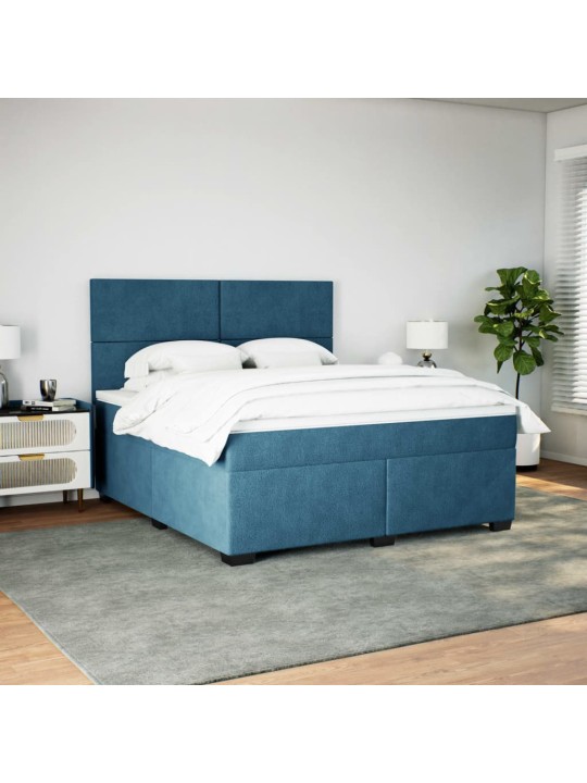 Box spring postel s matrací modrá 180 x 200 cm samet