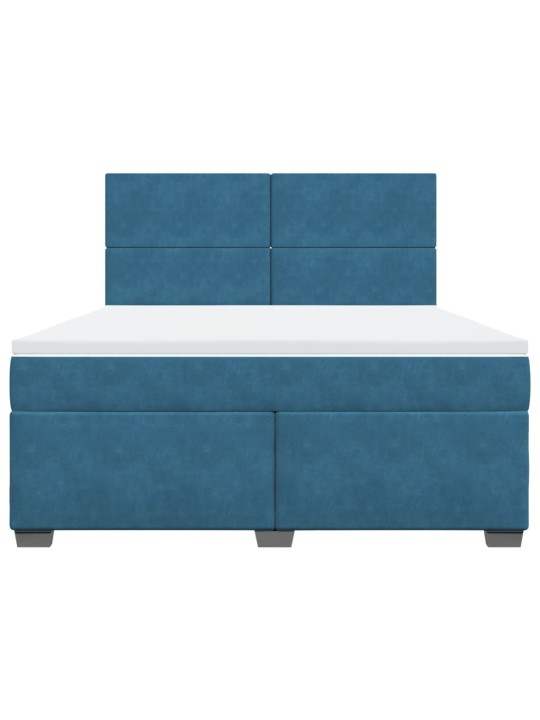 Box spring postel s matrací modrá 180 x 200 cm samet
