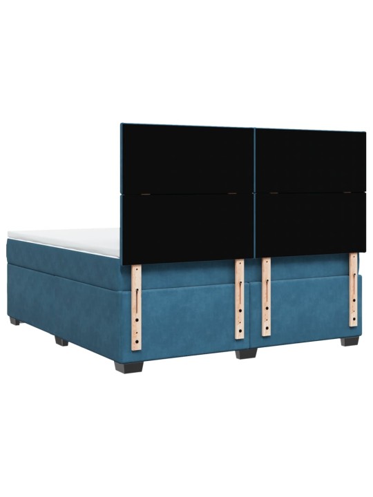 Box spring postel s matrací modrá 180 x 200 cm samet