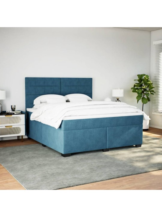 Box spring postel s matrací modrá 180 x 200 cm samet
