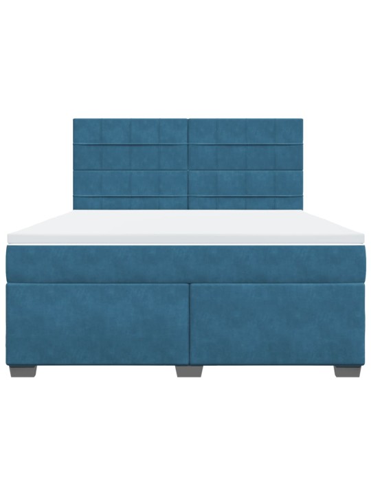 Box spring postel s matrací modrá 180 x 200 cm samet