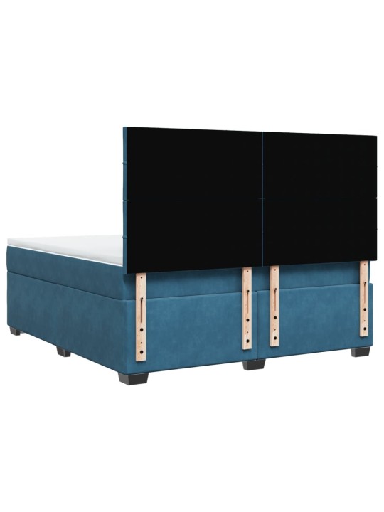 Box spring postel s matrací modrá 180 x 200 cm samet