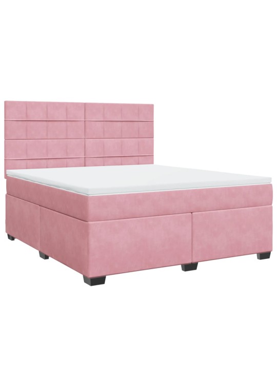 Box spring postel s matrací růžová 180x200 cm samet