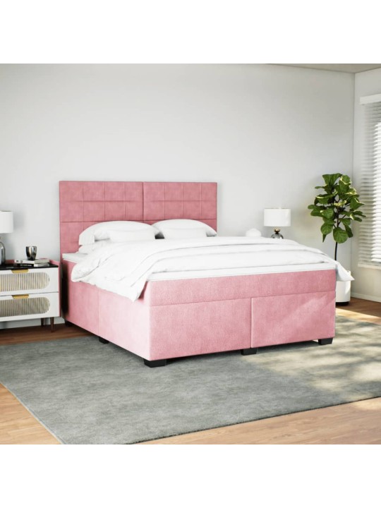 Box spring postel s matrací růžová 180x200 cm samet
