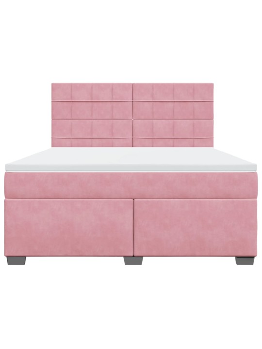 Box spring postel s matrací růžová 180x200 cm samet