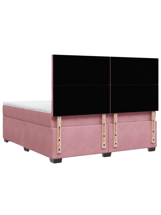 Box spring postel s matrací růžová 180x200 cm samet