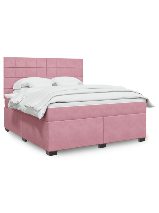 Box spring postel s matrací růžová 180x200 cm samet