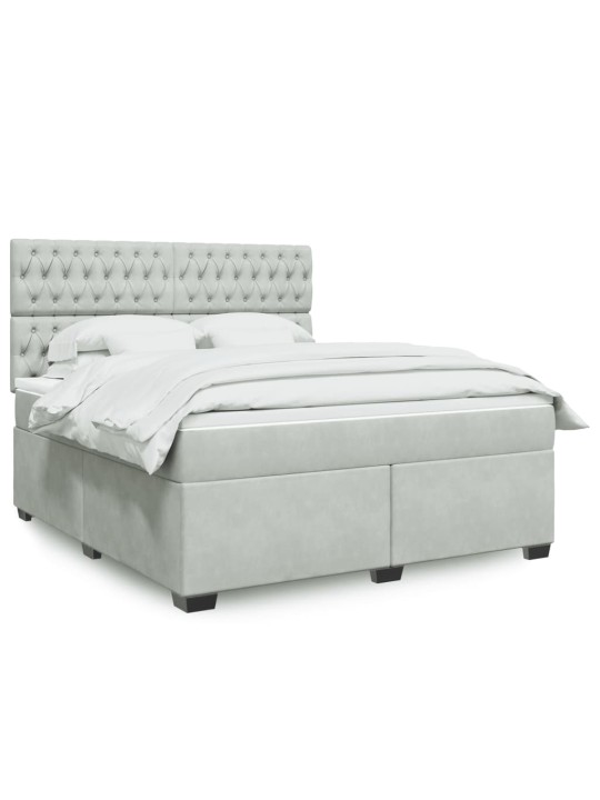 Box spring postel s matrací světle šedá 180x200 cm samet