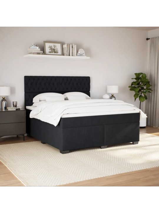 Box spring postel s matrací černá 180x200 cm samet