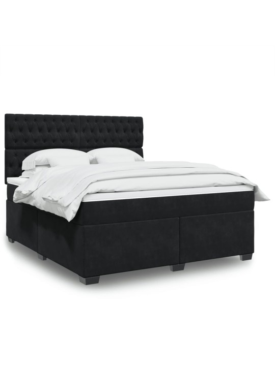 Box spring postel s matrací černá 180x200 cm samet