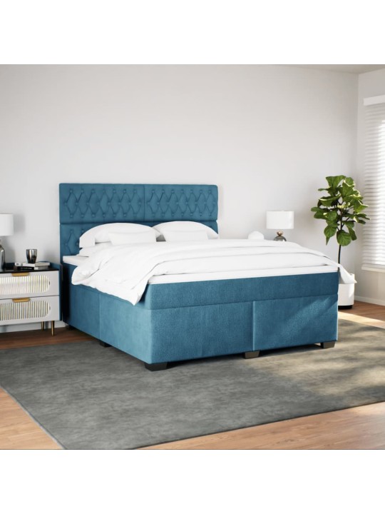 Box spring postel s matrací modrá 180 x 200 cm samet