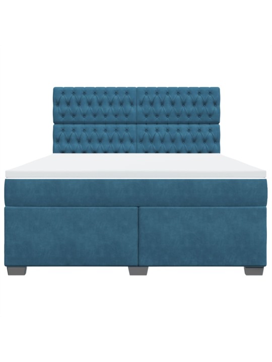 Box spring postel s matrací modrá 180 x 200 cm samet