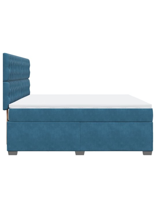 Box spring postel s matrací modrá 180 x 200 cm samet