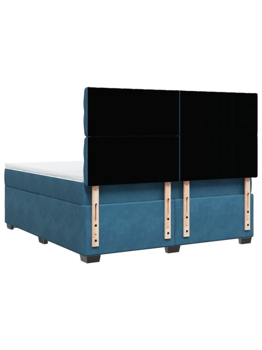 Box spring postel s matrací modrá 180 x 200 cm samet