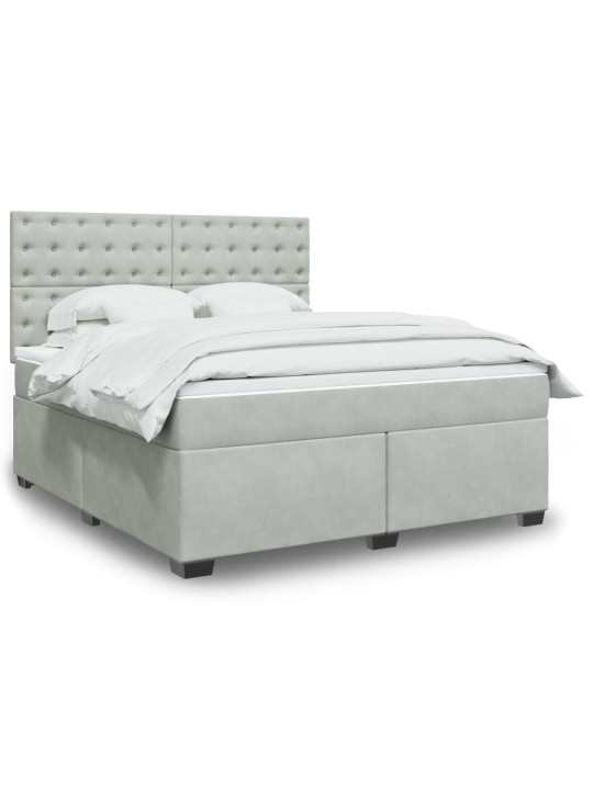 Box spring postel s matrací světle šedá 180x200 cm samet