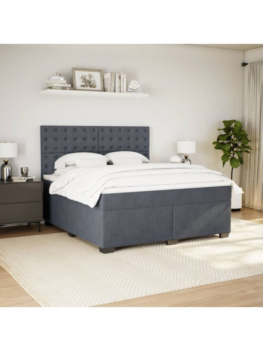 Box spring postel s matrací tmavě šedá 180x200 cm samet
