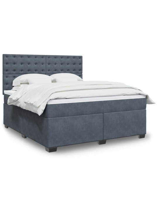 Box spring postel s matrací tmavě šedá 180x200 cm samet
