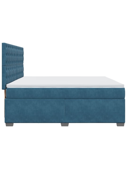 Box spring postel s matrací modrá 180 x 200 cm samet