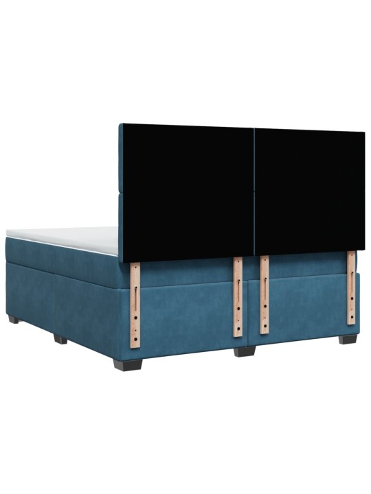 Box spring postel s matrací modrá 180 x 200 cm samet