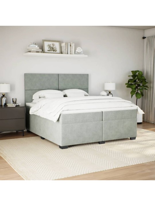 Box spring postel s matrací světle šedá 200x200 cm samet