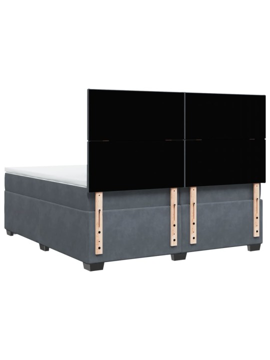 Box spring postel s matrací tmavě šedá 200x200 cm samet