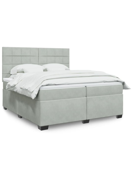 Box spring postel s matrací světle šedá 200x200 cm samet