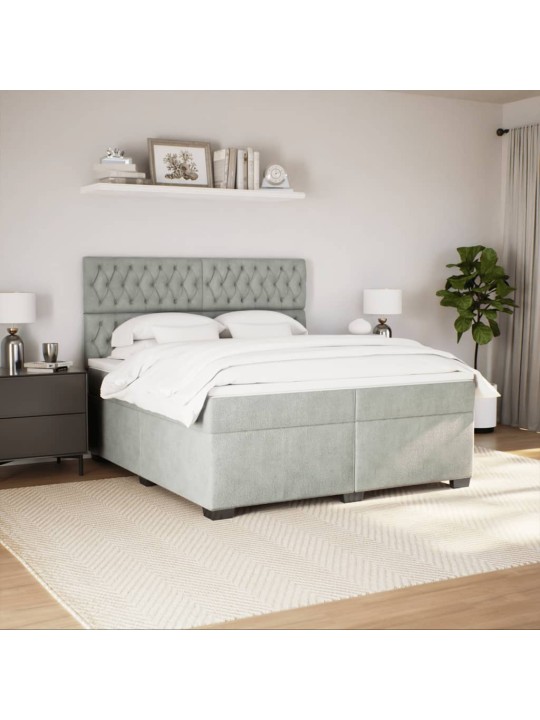 Box spring postel s matrací světle šedá 200x200 cm samet