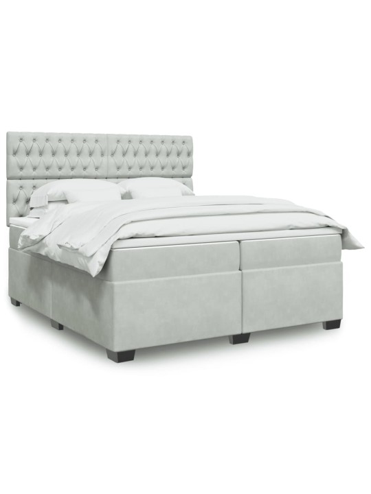 Box spring postel s matrací světle šedá 200x200 cm samet