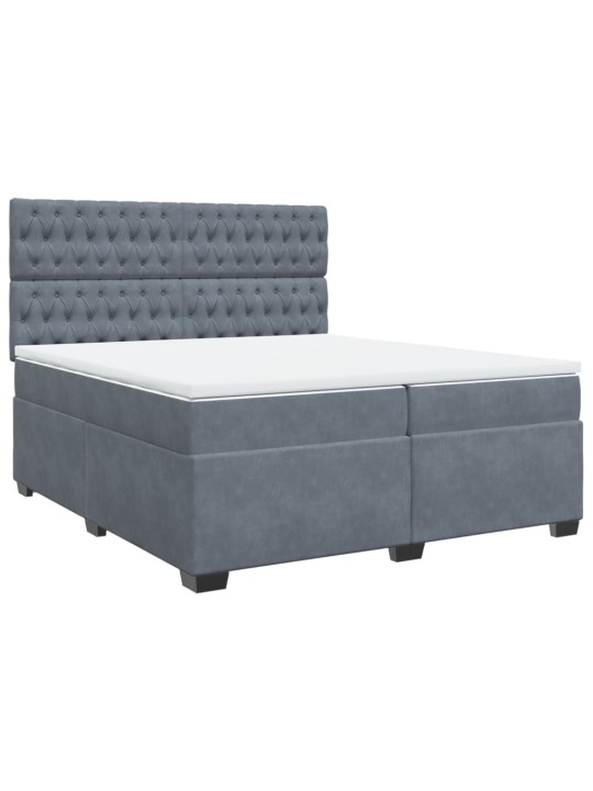 Box spring postel s matrací tmavě šedá 200x200 cm samet