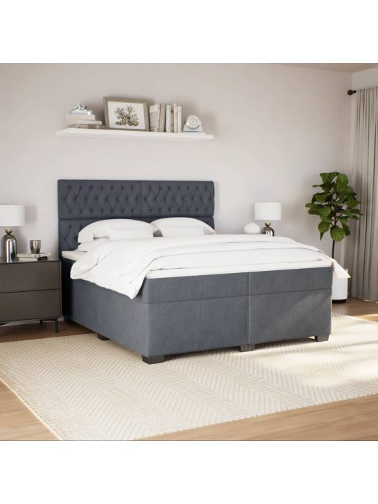 Box spring postel s matrací tmavě šedá 200x200 cm samet