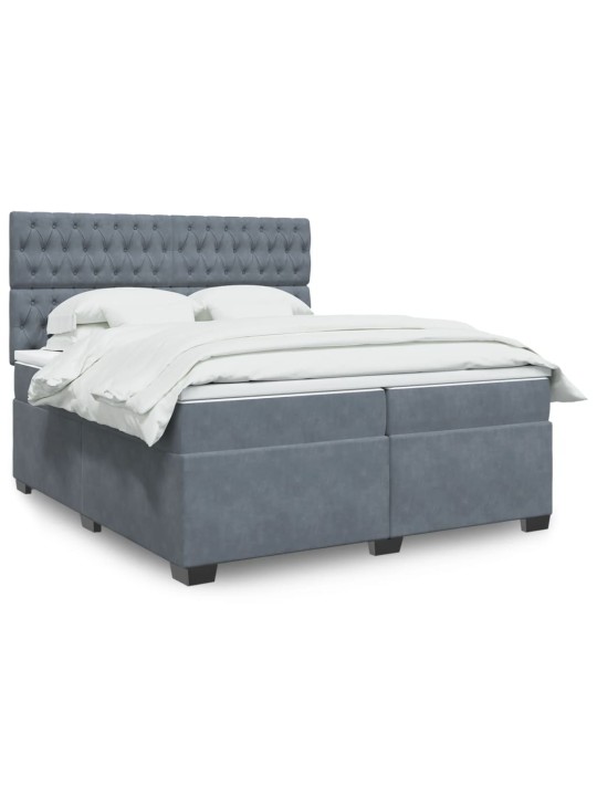 Box spring postel s matrací tmavě šedá 200x200 cm samet