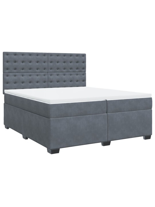 Box spring postel s matrací tmavě šedá 200x200 cm samet