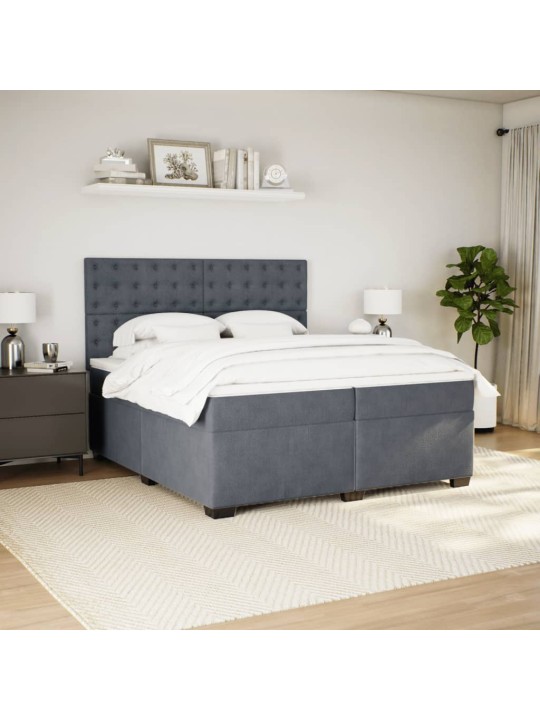 Box spring postel s matrací tmavě šedá 200x200 cm samet
