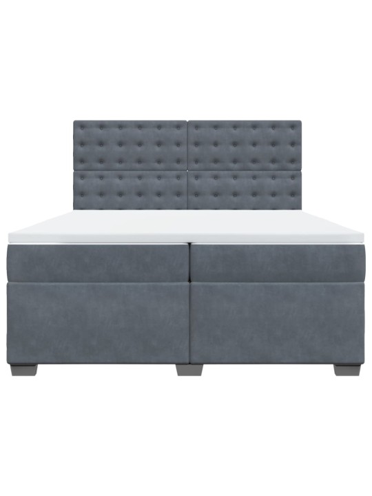 Box spring postel s matrací tmavě šedá 200x200 cm samet